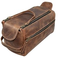 Hide & Drink, Leather Toiletry Bag/Grooming/Hygiene Organizer/Travel Dopp/Bathroom/Shaving, Handmade Includes 101 Year Warranty :: Bourbon Brown