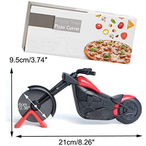 Motorcycle Pizza Cutter, Pizza Slicer Cutter Wheel with Stainless Steel Blade Funny Pizza Gifts with Display Stand