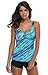 Attraco Women's Retro Oceanic Stripes Tie Front Two Piece Swimsuit Tankini