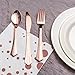 Tbwisher Rose Gold Plastic Silverware, 400 pcs Party Supplies Plastic Flatware, Disposable Plastic Cutlery