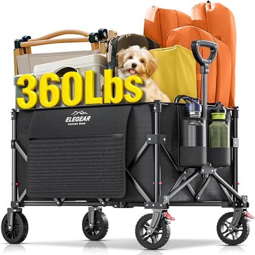 Carrito Plegable Más Duradero con Ruedas Todoterreno de 360°, Carrito de Compras para Mandado Transportador, Carro de Carga Tipo Wagon Vagón para Niños, Camping, Mudanza, Viajes, Mascotas