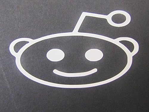 REDDIT FACE FOR IPHONE, #52, DECAL, WHITE, 2 3/4" x 1 3/4", AUTO, CAR, LAPTOP, COMPUTER