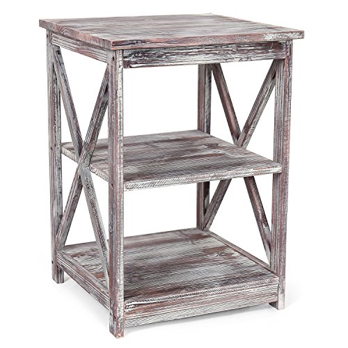 MyGift Rustic Farmhouse X Design End Table, Living Room Side Table with