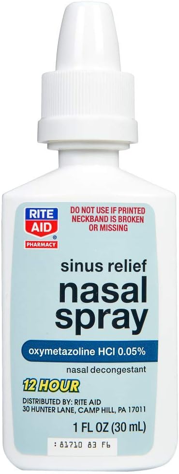 Rite Aid Nasal Spray for Allergies & Colds with 12 Hour Relief, Oxymetazoline HCI 0.05% - 1 fl oz | Fast & Powerful Nasal Decongestant | Allergy & Sinus Pressure Relief: Health & Personal Care