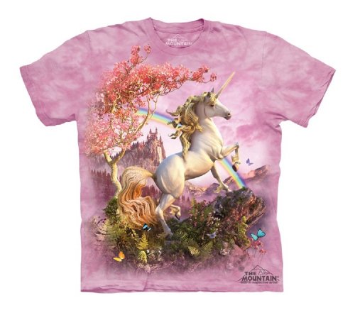 Mountain Awesome Unicorn Youth Size T-shirt , Pink , Medium
