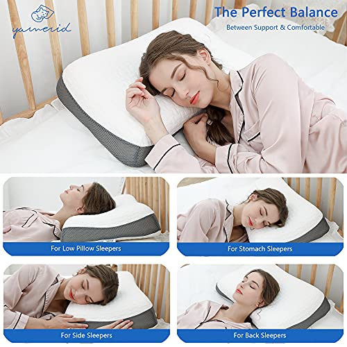 Yamerid Cervical Memory Foam Pillow for Neck Pain, Adjustable Contour