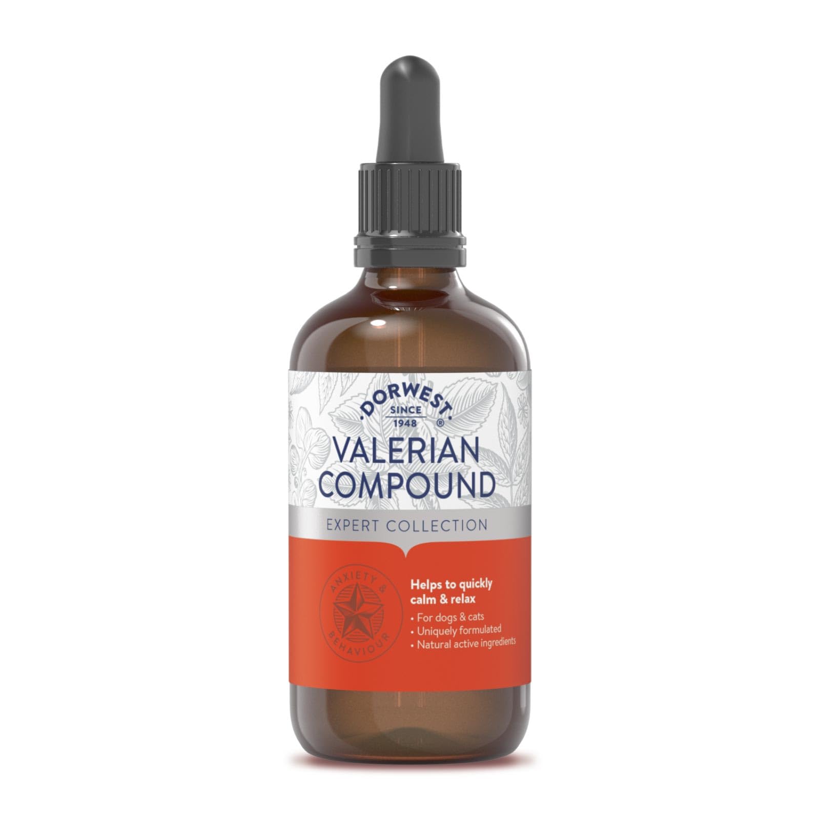Dorwest Valerian Compound for Dogs and Cats, 100ml, Quick-acting Dog Calming Liquid Drops - Valerian for Dogs, Non-Drowsy