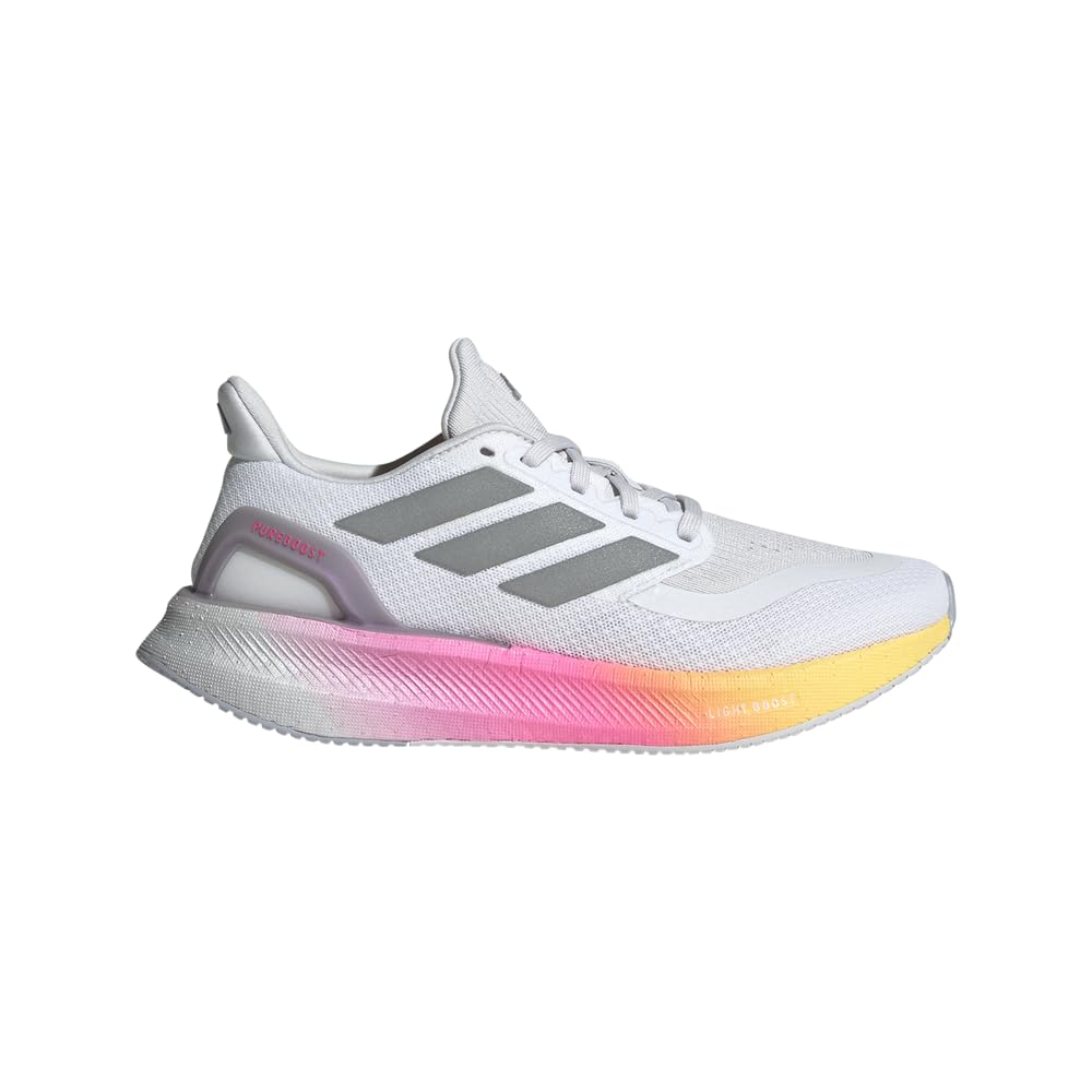 Photo 1 of adidas Women's Pureboost 5 Running Sneaker, White/Silver Metallic/Spark, 9
