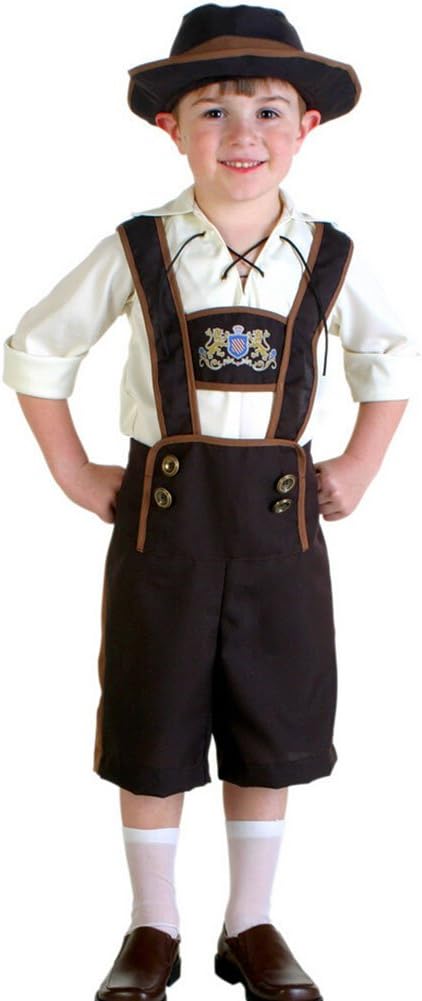 Paniclub Oktoberfest Costume Bavarian Kids Uniform Lederhosen Shorts with Shirt and Hat