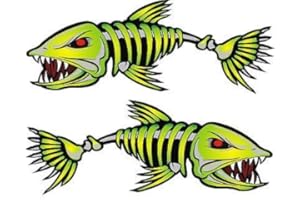 NTICKER 2 Pieces Set #4 | Kayak Decals Fish Bones Skeleton Stickers