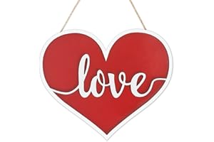 AKEROCK Valentines Day Door Decor, 3D Heart Shaped Wooden Hanging Sign for Valentines Decorations or Wall Decor, Valentines Day Decor