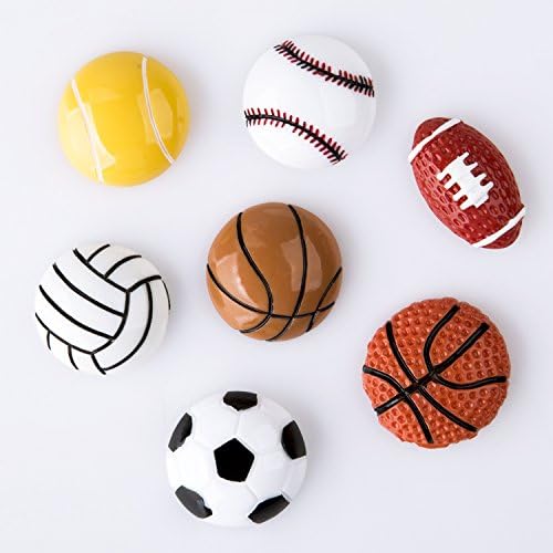 Pack of 7 Sport Fridge Magnet Basketball Football Volleyball Tennis Baseball Home Decoration Children Early Education Small Size 2-3cm