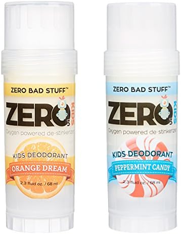 ZERO Deodorant – Oxygen Powered De-Stinkerizer – Long Lasting, All Natural, Safe for Sensitive Skin (KIDS 2-Pack)