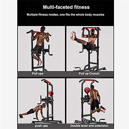 ZJDU-Power-Tower-Indoor-FitnessWorkout-Adjustable-Height-Pull-Up-Dip-Station-Multi-Function-Home-Strength-Training-Fitness-Workout-Station