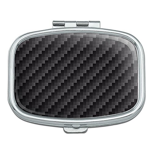 Carbon Fiber Pattern Rectangle Pill Case Trinket Gift Box