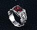 UOKOHO Men's Vintage AAA Ruby Red Stone Titanium and Stainless Steel Christian Religion Cross Ring Size 12