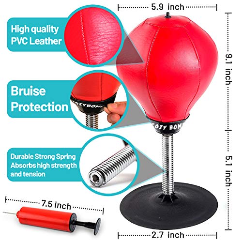 Desktop Punching Bag, [Upgrade, Flexibility] Boxing Bag Speed Balls Boxing High-Performance Spring Chassis & Strong Suction Christmas Thanksgiving Gifts for Kids, Teenagers, Adult