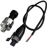 Flylin 100PSI Pressure Transducer Sender Sensor with Connector 1/8" NPT | Thread Stainless Steel Fuel Pressure Sensor for Oil Air Water, High Precision, Voltage Protection, Switch Sensor Transmitter