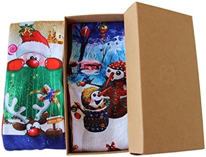 2Pack Christmas Socks Printed Fun Colorful Festive, Winter Warm Crew Sock Women Men Fancy Design Soft Gifts