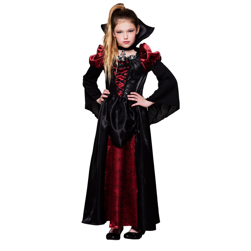 Boland - Kids Vampire Queen Costume Various Sizes Dress with Collar Halloween Kids Costume Theme Party