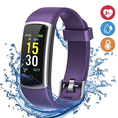 moreFit Fitness Tracker, Waterproof Activity Tracker Smart Watch with Heart Rate Monitor, Wearable Smart Wristband Pedometer Watch with Sleep Monitor for Woman Men Kids,Purple