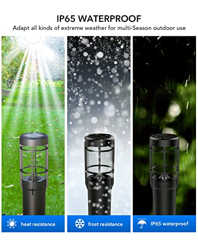 MUSCLE LIGHTING Solar Pathway Lights Bollard, 7 Color Changing / Warm White Landscape Path Light, Outdoor Waterproof Garden Light for Patio, Yard, Driveway, Pack of 6