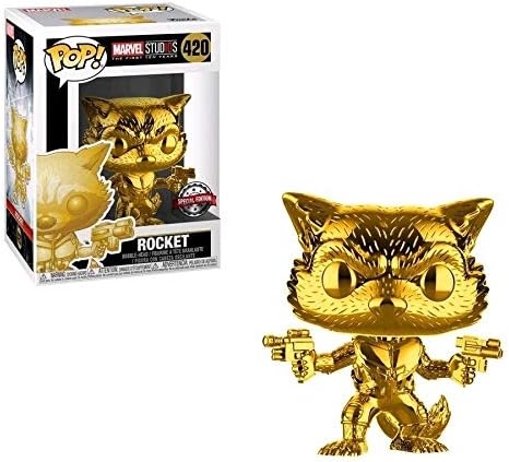 Marvel Studios - 10th Anniversary Rocket Raccoon Gold Chrome Pop! Vinyl, Black
