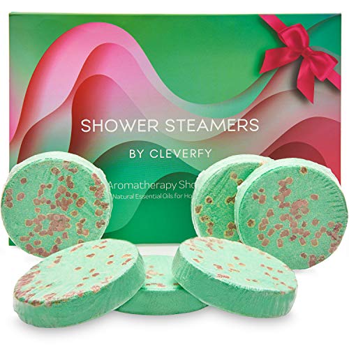 Cleverfy Aromatherapy Shower Steamers Set of 6 Shower Bombs with Essential Oils for Relaxation