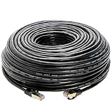 100FT S/FTP CAT7 Gold Plated Shielded Ethernet RJ45 Copper Cable 10 Gigabit Ethernet Network Patch Cord Cat7 (100ft, Black)