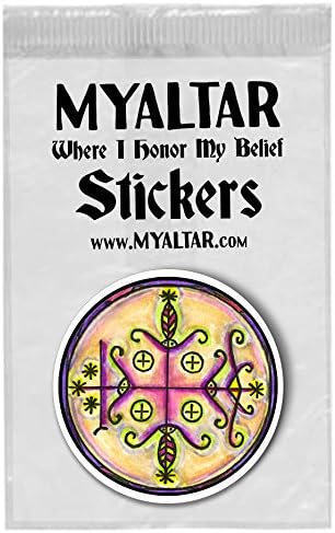 Papa Legba Gatekeeper Veve Voodoo Magic 2.25" Round Pack of 12 Stickers