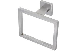 Gadpiparty Stainless Steel Bathroom Towel Ring Wall Mounted Hand Towel Holder Silver Square Design for Modern
