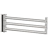 APLusee Brushed Nickel Swivel Towel Rack, 304 Stainless Steel Foldable Towel Bar with Three Swing Arm, Wall Mounted