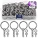 Swpeet 450Pcs Black Key Chain Rings Kit, 150Pcs Keychain Rings with Chain and 150Pcs Jump Ring with 150Pcs Screw Eye Pins Bulk for Jewelry Findings Making (Black)