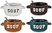 KOVOT Set of 4 Speckled Ceramic Soup Bowls With Spoons - 22-Ounces Each