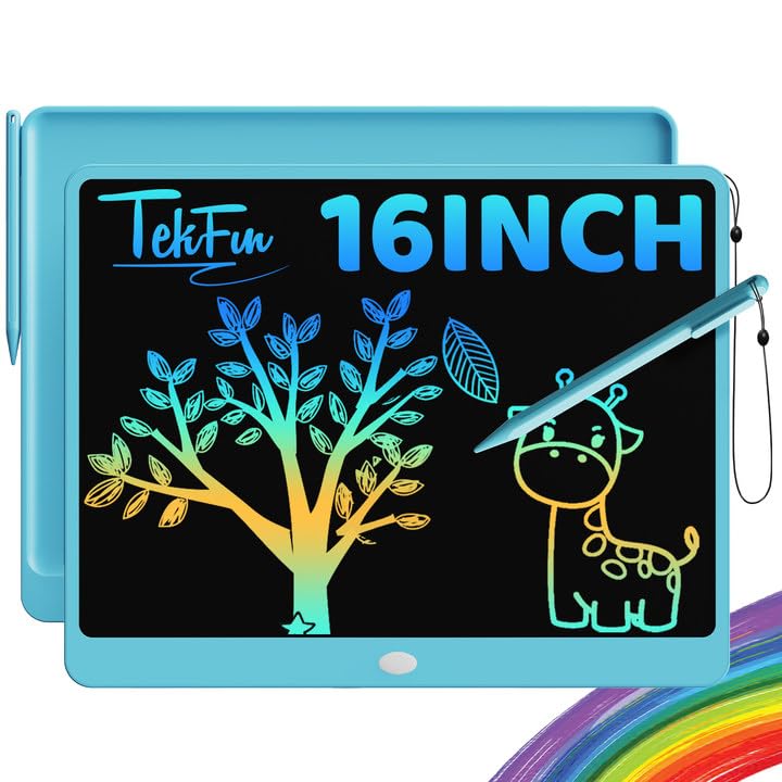 TEKFUN 16inch LCD Writing Tablet Doodle Board, Toddler Toys for 3 4 5 6 7 8 9 Year Old Girls Boys Teen Adults, Birthday Gifts for Kids (Blue)