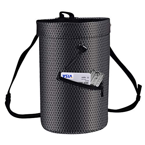 BG Climbing Chalk Bag XL with 2 Zippered Pocket and Elasticated Waistband Designed for Climbing, Bouldering or Big wall; Zippered pocket for large phone (iPhone XS MAX / Galaxy S10 Plus) - Thumbnail 2