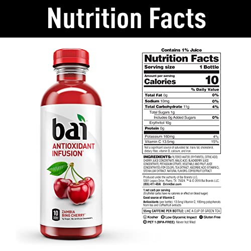 Bai Flavored Water, Safari Variety Pack, Antioxidant Infused Drinks, 18 ...
