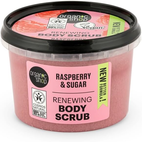 Organic Shop Renewing Raspberry Sugar Body Scrub 250ml Natural Exfoliant
