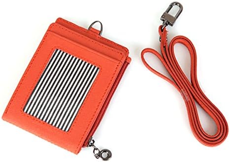 Slim Bills &amp; Credit Card Holder Id Card Case Useful Purse with Neck Strap Wallet (Orange)