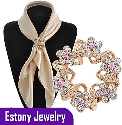 Estony Rhinestone Garland Scarf Buckle Brooch Clips Pin For Women