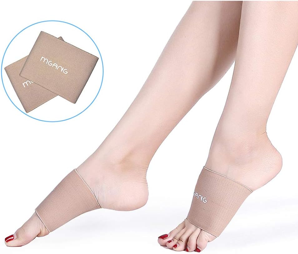 MGANG Compression Arch Sleeves, Lastest Upgraded, Perfect with Plantar Fasciitis Socks, Arch Support Brace for Women Men, Pain Relief, Heel Spurs, Flat Arches, Daily Wear, 1 Pair Beige M: Health & Personal Care