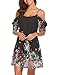 Naggoo Women's Summer Chiffon Floral Printed Cold Shoulder Loose Short Dress