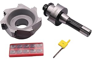 BESTPARTS R8 FMB40 7/16-20 Shank Face End Mill Arbor and 4.92"/125mm Cutting Diameter 7-Flute 400R-125-40-7T CNC Face End Milling Shell Cutter with 10Pcs APMT1604 Carbide Inserts and T15 Wrench