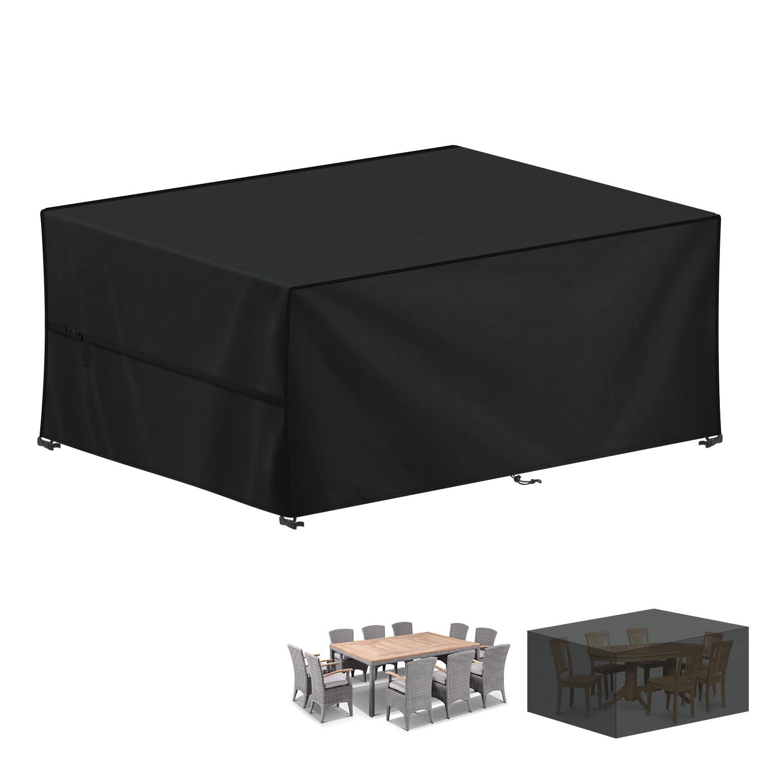 LAMUNI Garden Furniture Cover Waterproof Outdoor Rectangular Patio Table Set Covers, 420D Oxford Fabric Rattan Sofa Cover Windproof Outdoor Table Cover Anti-UV Patio Furniture Covers, 220x130x85cm