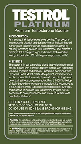 Testrol Platinum, Test Booster for Men by GAT Sport Stamina + Libido + Testosterone Boost, Boron, Vitamin D, Zinc, 60 Tablets