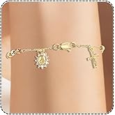 J&H DiaJuvelo Rosary Bead Cross Bracelet 14k Gold Plated Virgin Mary Bracelets Non Tarnish Religious Catholic Virgen de Guadalupe Jewelry Catolicos Rosarios Confirmation Baptism Charm Gifts for Women