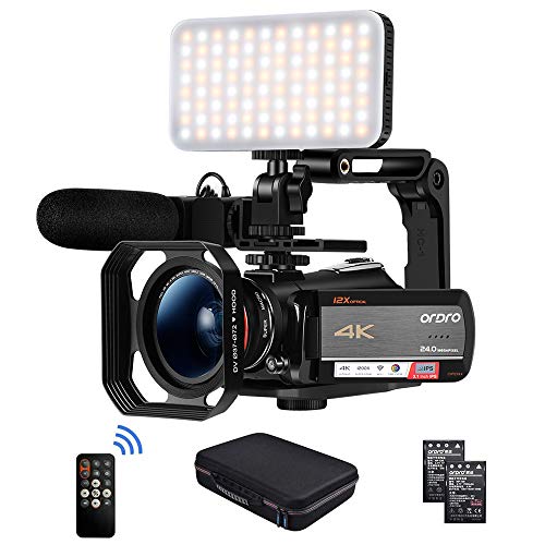 Videocmara-Cmara-de-Video-4k-ORDRO-HD-1080P-60FPS-Vlog-Camera-Video-Recorder-31--IPS-WiFi-Videocmara-con-Micrfono-luz-LED-Lente-Gran-Angular-Soporte-Porttil-y-Estuche-Porttil