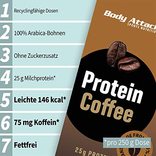 Body Attack Protein Coffee, 12 x 250ml, Coffee Latte, Eiskaffee mit Koffein, Arabica-Kaffeegetränk, erfrischendes… – Bild 4