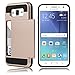 Galaxy J7 Case, EC™ Samsung Galaxy J7 Wallet Case, Flexible Shockproof Rubber Bumper Armor Hard Case Cover with Card Holder Slot for Samsung Galaxy J7 2015 (Rose Gold)