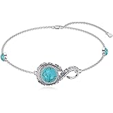 BETHZA Natural Turquoise Bracelet 925 Sterling Silver Real Turquoise Gemstone Adjustable Link Western Boho Jewelry Gifts for Women